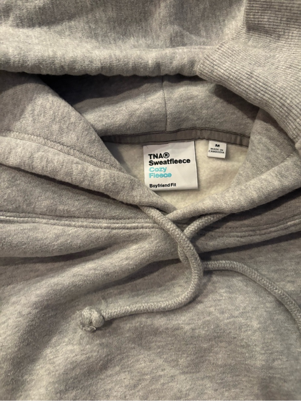 TNA Sweatfleece Cozy Fleece Boyfriend Fit Cropped Hoodie - Size Medium - Picture 5 of 9